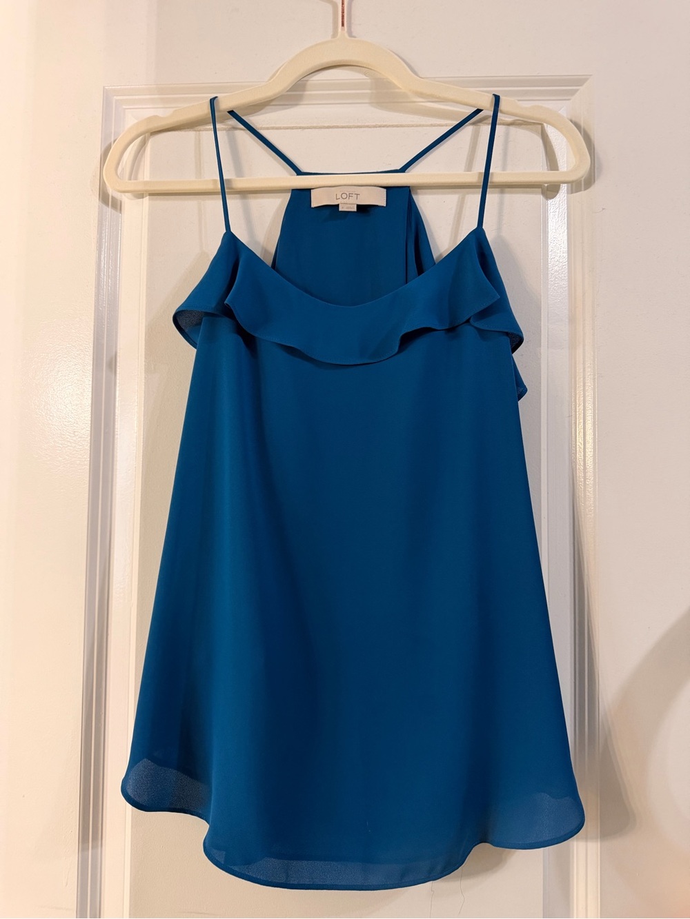 LOFT Blue Ruffle-Front Spaghetti Strap Camisole